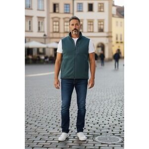 "Filson" Mens Polartec Fleece Full Zip Vest Green Mock Neck SZ M 21200 PLZ READ!